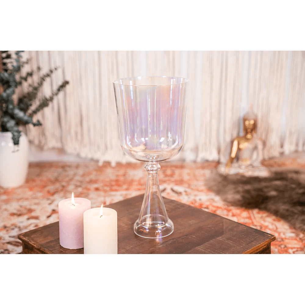 Calice sonoro in cristallo | 7'' trasparente, Chakra della Corona - VibraSonic